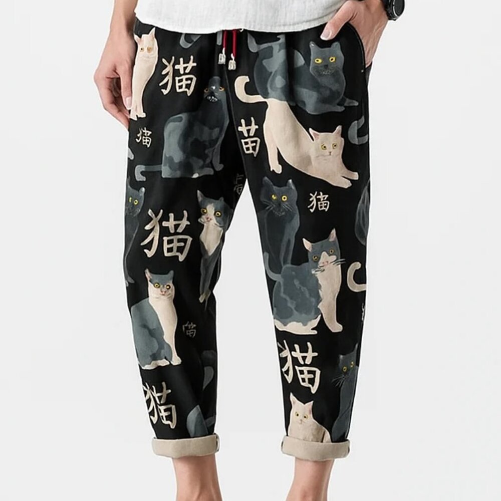 Kidoriman “Neko Kaito” Cat Pants | Unisex Japanese Streetwear | Size 2XL (JP)